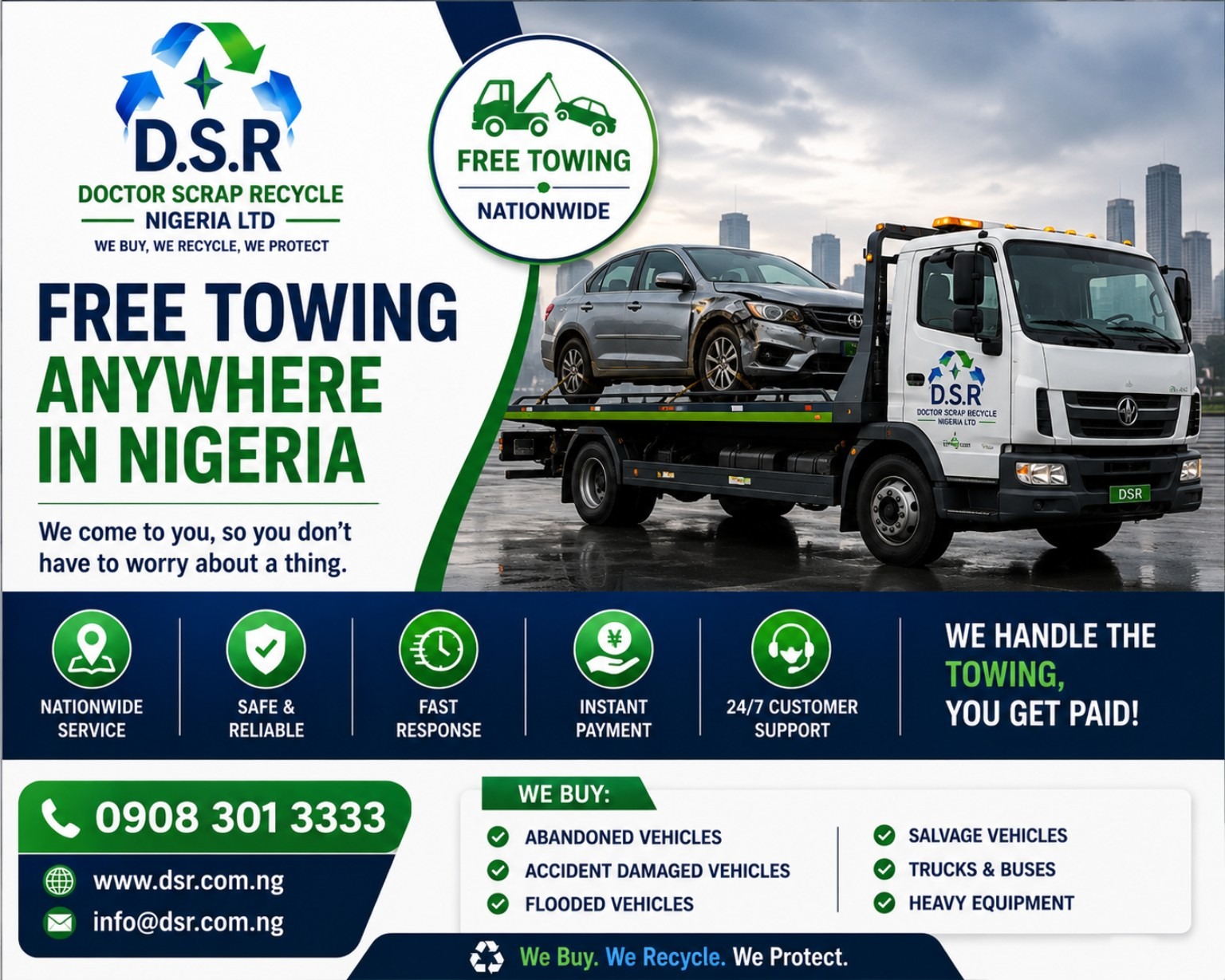DSR free towing nationwide advert