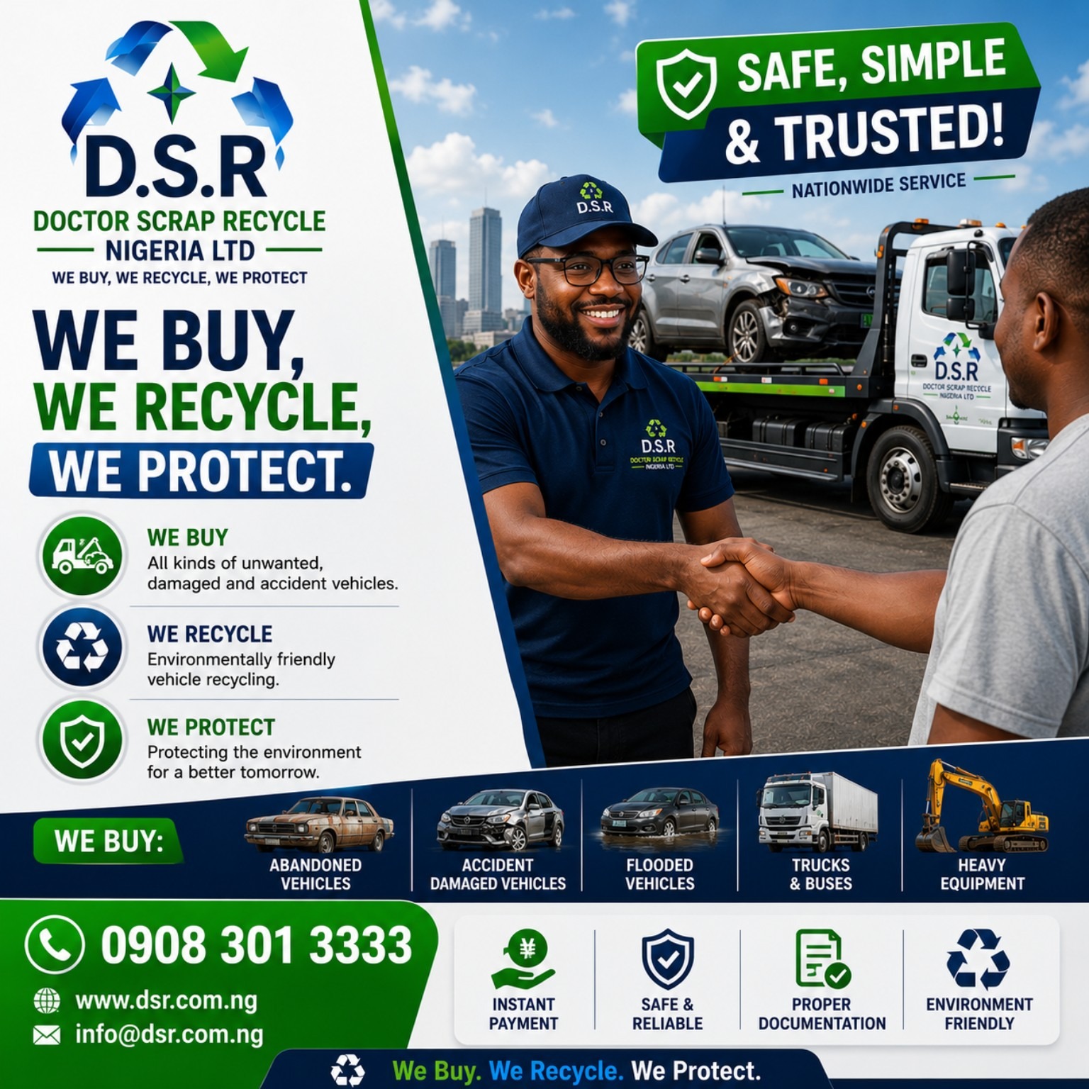 DSR safe, simple and trusted vehicle recycling advert